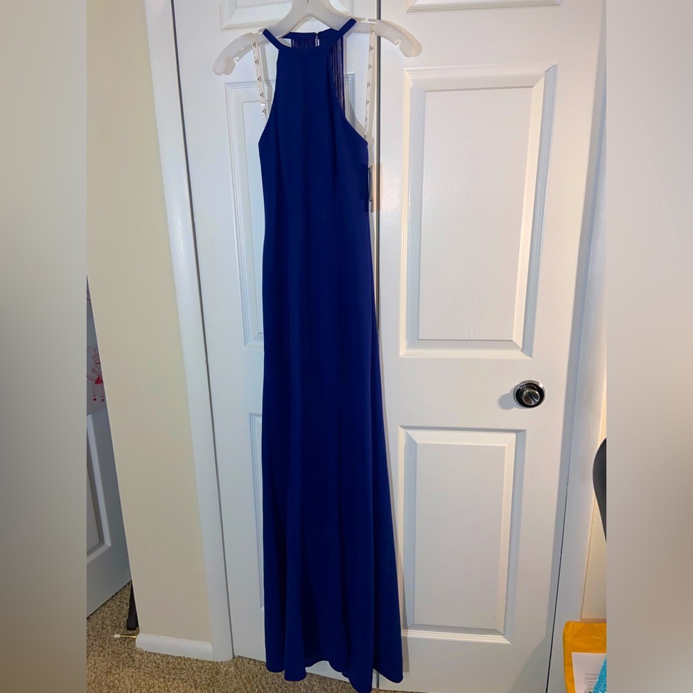 PROM: David’s Bridal | Royal Blue Crepe Halter Gown